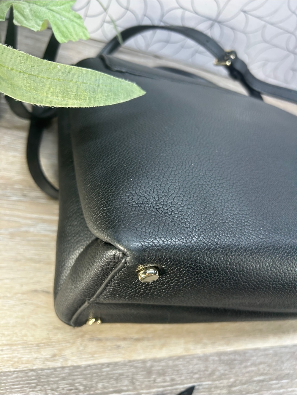 6552 kate spade Black Leather Satchel with Pearl Studs 270936552 - Picture 10 of 11